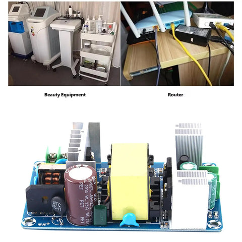 Switching Power Regulator Module With Over Current And Short Circuit Protection For 180W 36V Industrial Use Great For Pro Shops Makers And Small Equipment In Tight Spaces With Stable Efficient Power, open PCB view