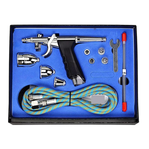 Slick Dual Action Pistol Trigger Spray Gun And Airbrush Kit Featuring Ace 0.3mm 0.5mm 0.8mm Tips With Matched 2cc 7cc 13cc Cups