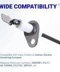 Ultra Durable 52W29 Furnace Flame Sensor Replacement For Lennox Armstrong And Ducane Furnaces Replaces 52W2901 LB47940A 31L71 31L7101 Easy Install High Reliability And Quick Diagnostics close-up showing metal sensor tip and mounting bracket