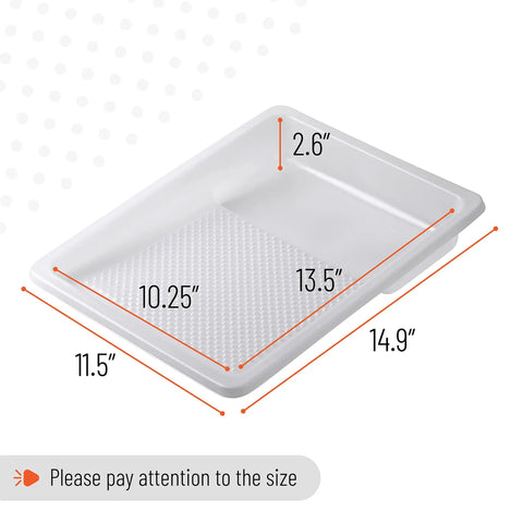 Dimensions of 9 Inch Paint Tray Liners Pack Of 10 For Quick Color Swaps White Plastic Roller Tray Liners That Fit Standard Trays