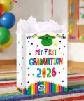 11-Inch Preschool Graduation Gift Bag with Tissue, colorful design for kindergarten celebration, sturdy cardstock, 2026 print.
