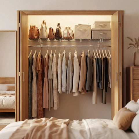 Built Tough Wall Mounted Closet Shelves Featuring Ventilated Heavy Duty Metal Wire Organizers With Sturdy Adjustable Hanging Rods For No Sweat Home Storage And Smooth Room Makeovers