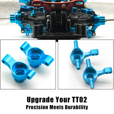 Dope Aluminum Front Steering Knuckles Arm And Rear Hub Carriers Set For TT02 RC Car Upgrade Parts CNC Machined