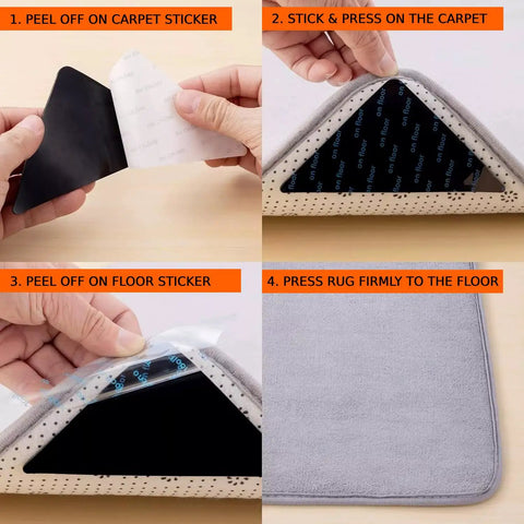 Non Slip Rug Tape Peel And Stick Gripper For Hardwood Concrete And Carpeted Floors Keeps Rugs Secure Demonstration