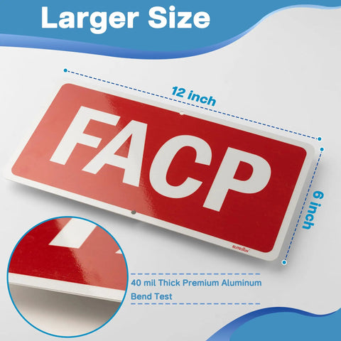 Two Pack Fire Alarm Control Panel Signs With Nails, reflective outdoor fire safety signage, 6x12 inches, aluminum