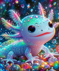 Colorful Axolotl 5D Diamond Art Kit For Adults And Beginners, Full Drill Round Diamond Painting Craft Set With Tools, Glittering Axolotl Design