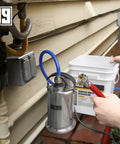 Person using Tankless Water Heater Flushing Kit With One Quarter HP Stainless Steel Sump Pump, Two Adapters, Three Gallon Pail