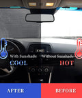 Funny Windshield Sun Shade For Cars Blocks UV Rays And Heat Front Window Sunshade waterproof polyester before and after cooling effect