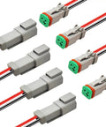 14 Gauge 2 Pin DT Waterproof Connectors Kit with 2 Wire Quick Connect Harnesses for Cars Trucks and Boats 4 Pack Male and Female