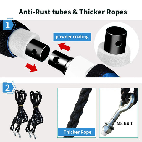 Anti-rust tubes and thicker ropes for 40 Inch Saucer Tree Swing For Kids And Adults, Heavy Duty 700 lb Capacity, blue.