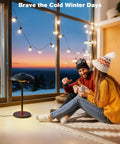 Infrared 1500W Patio Heater For Indoor Outdoor Use With Tabletop Switch IP55 Waterproof next to couple indoors