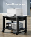 Printer Stand With Space Saving Cable Management And Storage Drawer, Rolling Printer Cart With Locking Wheels under desk