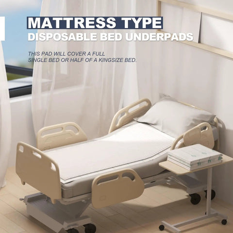 Heavy Duty Adult Underpads 40 By 60 Inches Hella Thick Disposable Bed Pads With Reinforced Cloth Backing Maximum Support Leak Proof Comfort 30 Count Discreet on hospital bed.