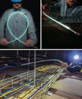 Mid Flex Glow Rod Set With Splinter Guard Coating, Six 18 Inch Glow Rods in use for wire pulling and illuminating workspaces