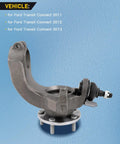 Front Left Steering Knuckle Assembly With Wheel Hub Bearing For Ford Transit Connect 2011 2012 2013 2Liter LK013 OE Replacement Durable Steel Front Wheel Hub Knuckle Built For Reliable Steering And Vibration Control