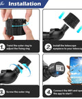 WiFi Eyepiece For Telescope And Microscope, HD 2K Image Amplifier, installation steps, showing connection and app use.