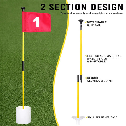 Backyard Golf Flagstick Set With Hole Cup And Double Sided Numbered Flags 3 Foot Mini Putting Green For Yard Practice Pro Grade