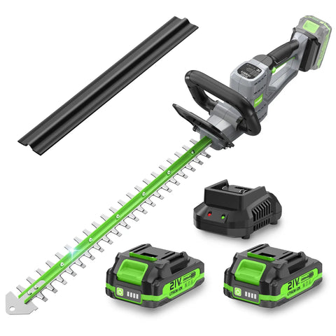 Cordless Hedge Trimmer 22 Inch With 21V Power No Cord Hassle Dual Action Steel Blades 2x2Ah Batteries And Fast Charger