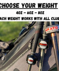 Close-up of three shaft-attached weights labeled Krato, showcasing Golf Swing Trainer Weight 4oz To Train With Your Own Club.