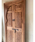 Hand Carved Barn Door In Natural Brown Finish Customize Your Size Double Sliding Or Single Hinged Interior Exterior Front Door Antique Modern Style Made To Order No Glass Or Hardware Included