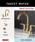 Trinsic Collection bathroom faucet in bronze finish on marble sink with sleek design, matching bath hardware shown.