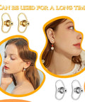 8 Pack Earring Lifters Backings For Droopy Ears Large Stud Back Replacements Tight Locking Earring Findings With Anti Slip Grip All Day Secure Fit For Heavy Earrings Durable Silver And Gold Set shown installed on ears