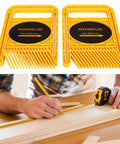 2 Pack Heavy Duty Adjustable Extended Featherboards Rock Solid Woodworking Safety Tool For Table Saw Router Table With Wedge Lock And Fast Miter Slot Fit Top Shelf Yellow Grip, set against a woodworking scene.