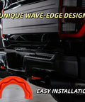 Red Tow Hook Covers For Ford F-150 2004-2024 And Toyota Tundra 2017-2021 showing easy installation on vehicle rear.