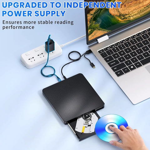 External Blu Ray Drive Reader And Burner With USB 3.0 And Type C Fast 6X BD DVD CD Read Write Supports Blu Ray BD R BD RE And DVDs Plug And Play For PC Windows Seven Through Eleven Black, black slim drive open with disc