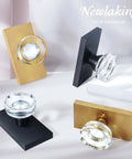 Crystal Glass Door Knob Set In Antique Brass Finish Non Locking Handles For Bifold Closet Barn And French Doors 2 Pack display