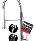 High Arc Kitchen Sink Faucet With Single Handle And Pull Out Spray Head In Stainless Steel Brushed Finish Powerful Sprayer With Stream Flow