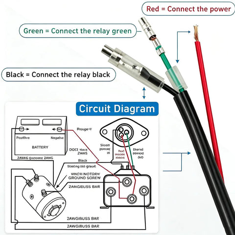 Heavy Duty 12V Winch Switch With Mounting Bracket Featuring Thumb Control Rocker For Atv Utv And 4 Wheeler with circuit diagram detailing connections.