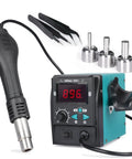 959D I Digital Hot Air Rework Station for SMD Reflow Soldering with 3 nozzles, quick heat up, precise PID control displayed.