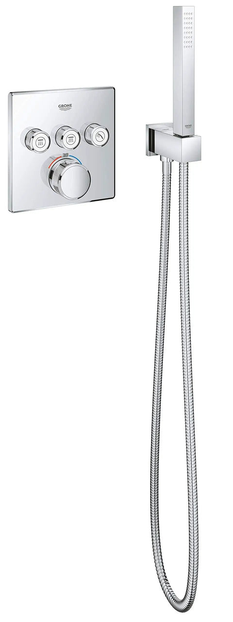 RelexaFlex 59 Inch Metal Shower Hose Built To Last With Longlife Durability And Starlight Chrome Finish connected to modern shower system
