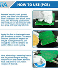 Steps showing application process of Rosin Paste Soldering Flux For Electronics No Clean Lead And Lead Free on PCB.