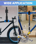 Height Adjustable Bike Repair Stand With Wall Mount Space Saving Workbench For Road And Mountain Bikes Durable 44Lb Capacity.