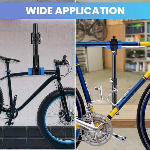 Height Adjustable Bike Repair Stand With Wall Mount Space Saving Workbench For Road And Mountain Bikes Durable 44Lb Capacity.