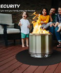 Family enjoying fire on deck with 36 Inch Round Fire Pit Mat For Solo Stove Bonfire And Ranger 2.0, Fireproof Under Grill Mat