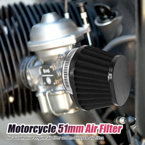 51mm 2 Inch Clip On Motorcycle Air Filter Black Mushroom Head Intake Filter For Moto, Cars And Mini Bikes Easy Snap On