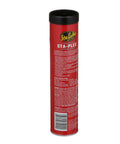 Side view of Plex Extreme Pressure Premium Red Grease 14 Oz Multi Purpose Lithium Complex Grease cartridge for machinery use.