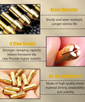 Close-up of Pro Grade 10 Piece Brass Collet Set for Rotary Tools with 4 claw design and all-metal material.
