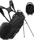 Lightweight 14 Way Golf Stand Bag With Dual Straps, Full Length Dividers, Multiple Pockets, Ball Holder, And Rain Cover side view