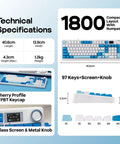 Technical specifications of Sick Wireless Mechanical Keyboard With 97 Key Layout Built In Smart Screen Rotary Dial Knob Custom Pbt Keycaps