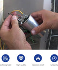35/5 UF Dual Run AC Capacitor Drop-In Replacement For HVAC Units 370V 440V CBB65 Round Start Capacitor For Fans, Heat Pumps, Condensers 35/5 MFD ±6% Easy Install Durable installed in HVAC wiring