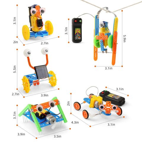 Five Robot STEM Kit For Kids Ages Seven and Up With Rope Climbing Robot Solar Car Gecko Gear Robot Dancing Crab And Walking Robot