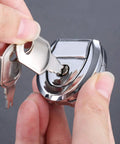 Inserting key into Key Hasp Lock 36x37mm for luggage suitcase tools box and cabinet doors, durable metal toggle hasp latch visible