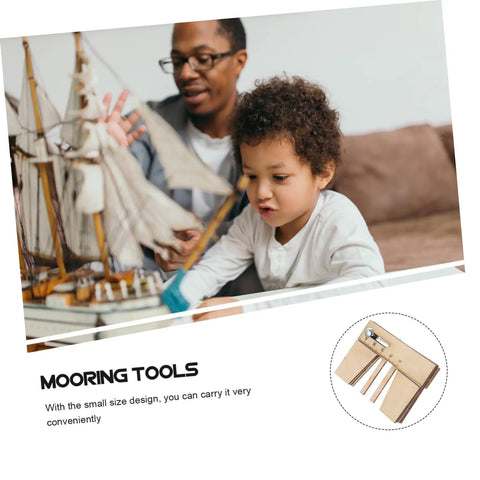 Father and son assembling model ship using Wooden Mooring Tool For Sailing Model Ships Lightweight Chic DIY Ship Kit Accessory.