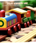 Miniature Wooden Nails Set For DIY Crafts And Woodworking displayed with colorful train model, showcasing use for train wheel projects.