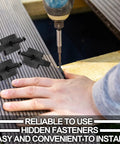 Person installing deck using Nylon Deck Fastener Clips For Decking With Metal Screws, Composite Decking Fasteners And Nylon T Clips