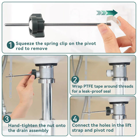 Hassle Free Swap Two Piece Sink Pivot Rod Replacement With 18 Mm Ball And Pop Up Center Piece Assembly For Delta And Price Pfister Drains Six Point Three Inches Fast Install